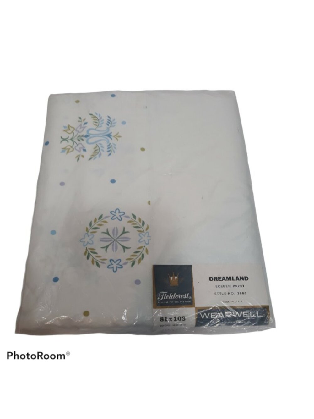 NOS Vtg FIELDCREST Sheet Muslin Dreamland Screen Print 81 × 108 Full Flat